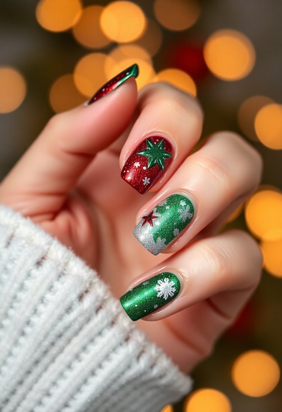 sparkling festive nail art